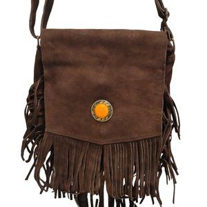 Vintage Boho Leather Fringe Crossbody Bags Purse Shoulder Bag for Women